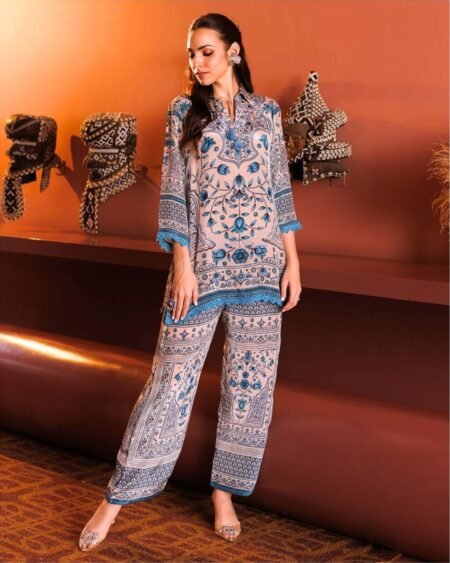 Blue Floral Short Kurti